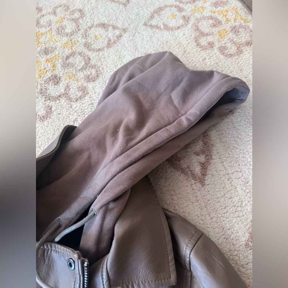 Blanknyc Meant to Be Moto Jacket with Removable Hood Long Sleeve Brown Small - Picture 7 of 9